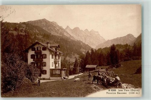 1882 Gryon 1916 - Pension Saussaz Schwein Kuh Les Pars