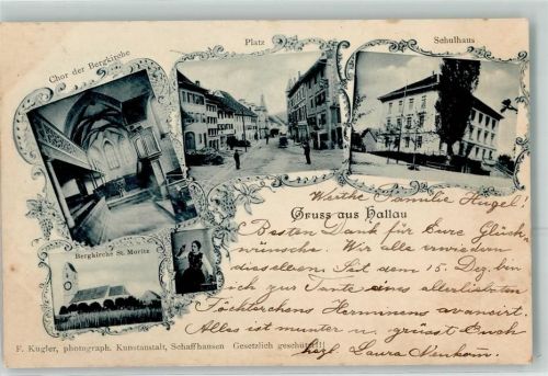 8215 Hallau 1900 - Chor der Bergkirche Platz Schulhaus Bergkirche St. Moritz