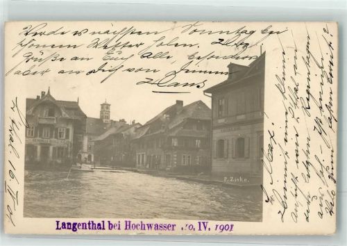 4900 Langenthal 1901 Foto AK Hochwasser 1901