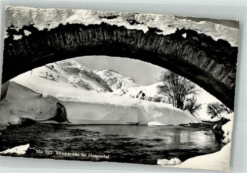 6493 Hospental 1961 Foto AK Römerbrücke Winter
