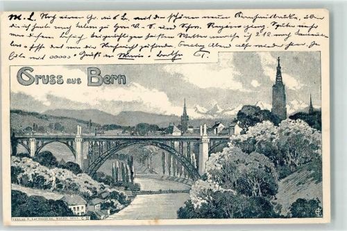 3000 Bern Berne 1908 Künstlerkarte Kirchenfeldbrücke sign.