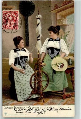 3000 Bern Berne 1906 - Trachtenfrauen mit Spinnrad