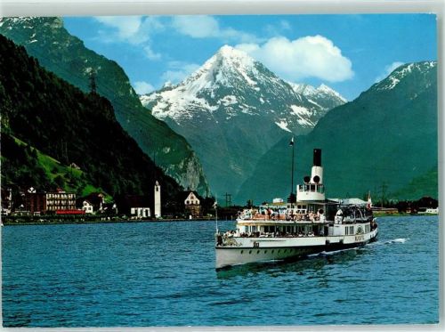 6454 Flüelen - Vierwaldstättersee mit Bristenstock Personenschiff