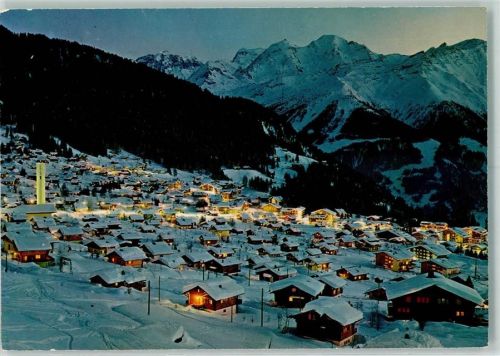 1936 Verbier - Vue de la station le soir Winter Nacht Beleuchtung