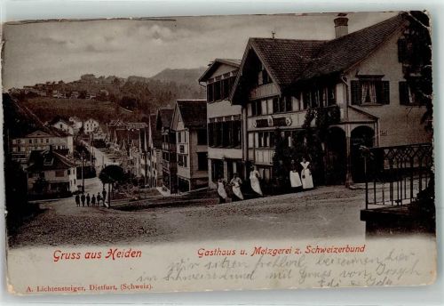 9410 Heiden 1905 Gebrauchsspuren Gasthaus zum Schweizerbund