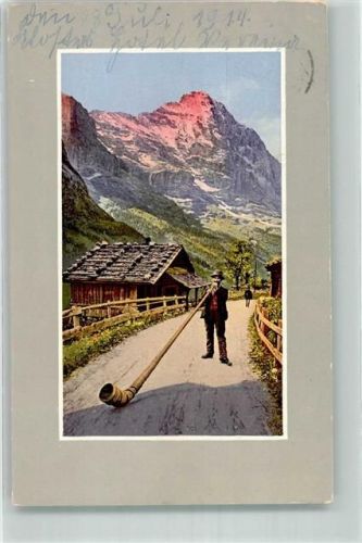 7250 Klosters 1914 Gebrauchsspuren Ort lt. Stempel Alphorn