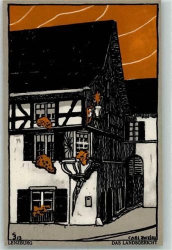 5600 Lenzburg Künstlerkarte Landsgericht sig Carl Zweifel Serie 1
