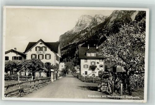 6376 Emmetten Foto AK Dorfpartie Pension Post