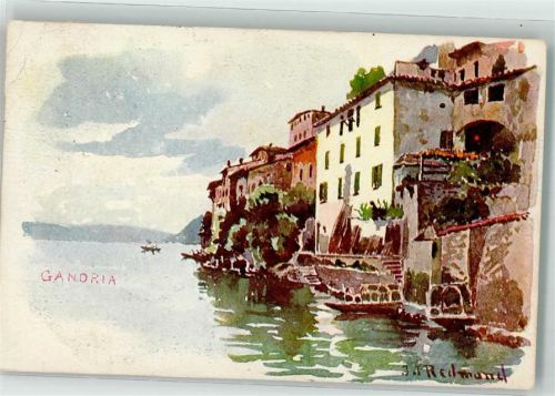 6978 Gandria 1911 Künstlerkarte sign. Redmond Gasthaus Schönfels