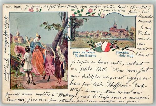 1530 Payerne 1899 Lithographie Wappen Reine Berthe Berta von Alamannien