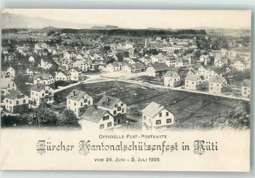 8000 Zürich Gebrauchsspuren Kantonalschützenfest Rüti 1906 Festkarte