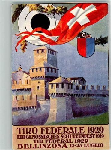 6500 Bellinzona Gebrauchsspuren Schützenfest 1929 Sonderstempel beschnitten