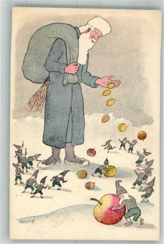 St. Nikolaus sign. Kreidolf Zwerg Wichtel Pro Juventute Schweiz 1918 Künstlerkarte