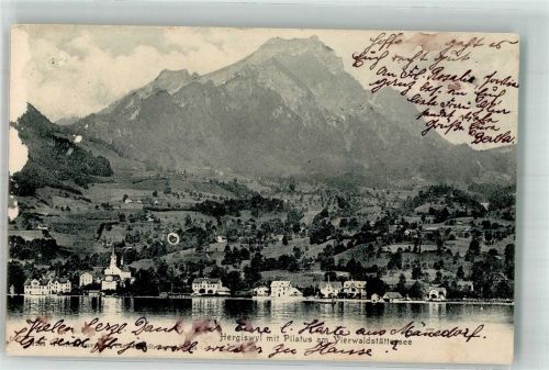 6052 Hergiswil NW 1904 Gebrauchsspuren Vierwaldstättersee Pilatus
