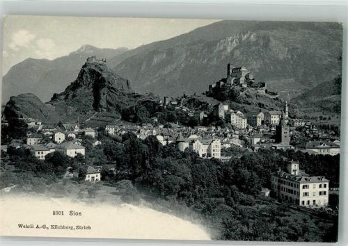 1950 Sion Sitten Foto AK Schloss Burg
