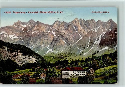 9651 Rietbad Ennetbühl - Toggenburg Kuranstalt Rietbad Säntisgebirge Feldpost