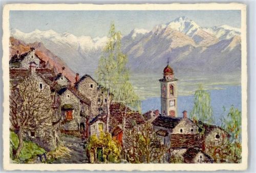 6644 Orselina Künstlerkarte sign. E. Zuppinger Kirche