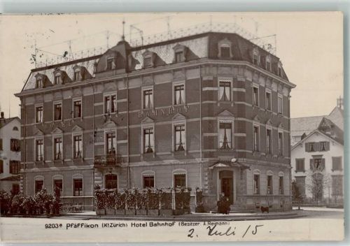 8330 Pfäffikon ZH 1915 Foto AK Hotel Bahnhof