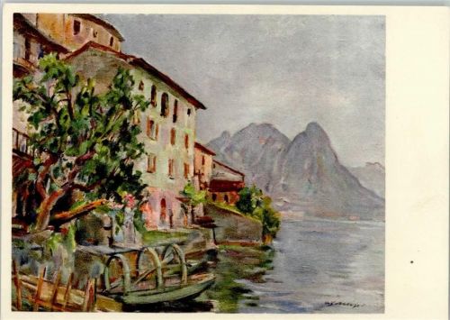 6978 Gandria 1929 Künstlerkarte Abendstimmung, Gemälde von Fritz Meijer, sehr gute Erhaltung AK