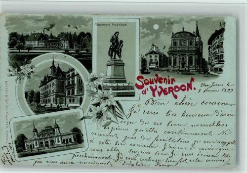 1400 Yverdon-les-Bains 1899 Lithographie Gruss aus