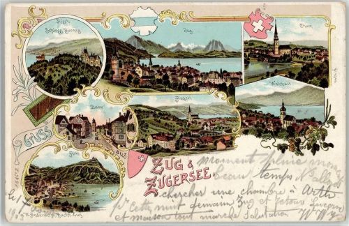6300 Zug Zugo 1903 Lithographie Kirche Schloss Bounas