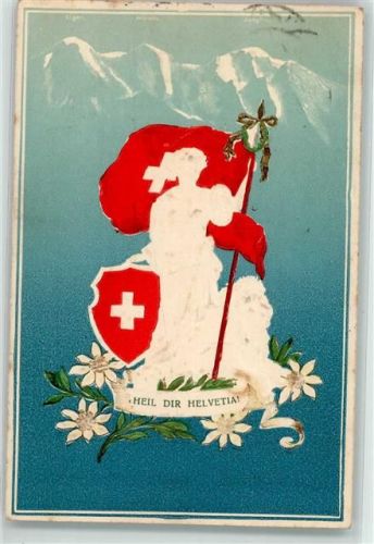 1907 Prägedruck Helvetia Cavallerie Rekrutenschule IV Patriotik Schweiz