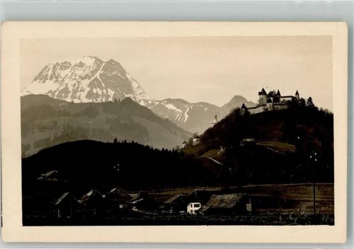 1663 Gruyères Foto AK Schloss Moléson