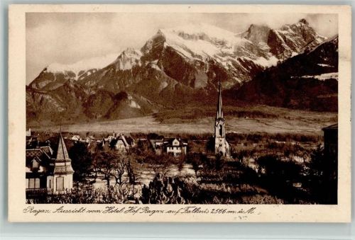 7310 Bad Ragaz 1914 - Aussicht vom Hotel Hof Ragaz auf Falknis
