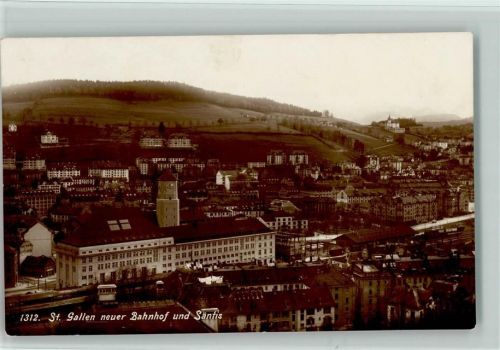 St. Gallen S. Gallo Neuer Bahnhof und Säntis Bahnhof Schweiz 1916