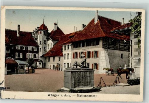 3380 Wangen an der Aare Foto AK Denkmal Soldat Kantonnement