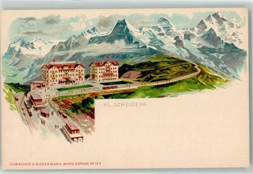 3823 Kleine Scheidegg Lithographie Bergbahn
