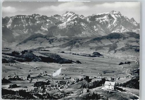 9056 Gais Stoss AR - Fliegeraufnahme, Gasthaus Gäbris, Säntiskette