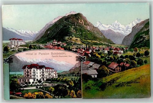 3812 Wilderswil Lithographie Hotel et Pension Schönbühl