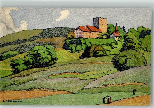 8570 Weinfelden Künstlersteindruck sign. Schlatter Weinfelder Schloss