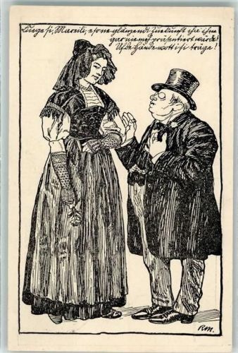 Bern Berne 1914 Künstlerkarte Landesausstellung Ungleiches Paar Frau in Berner Tracht sign. R.Münger Offizielle Künstlerpostkarte No.16