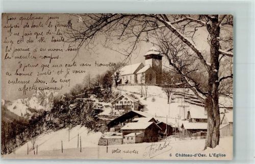 1660 Château-d´Oex 1911 - Eglise Kirche Winter Schnee