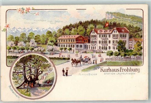 4448 Läufelfingen 1907 Lithographie Kurhaus Frohburg Fam. Bader Buchenhain