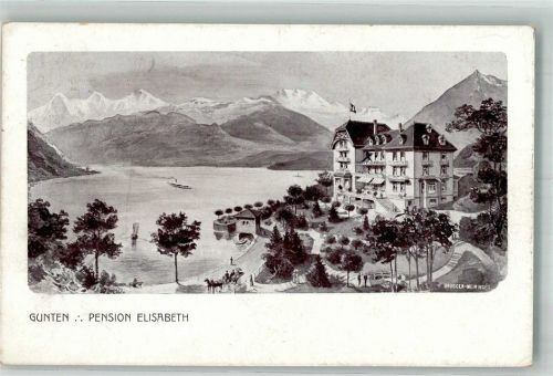 3654 Gunten 1922 Foto AK Pension Elisabeth