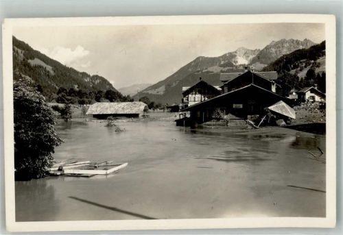 3775 Lenk im Simmental Foto AK Hochwasser Ort handschriftlich