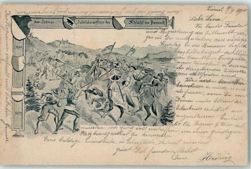 4143 Dornach 1900 Künstlerkarte 400jährige Jubiläumsschlacht der Schlacht bei Dornach sign