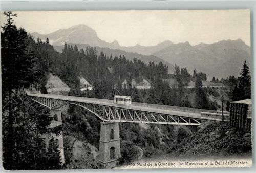 Grand Muveran - Pont de la Gryonne Bahn Strassenbahn Tram Brücke