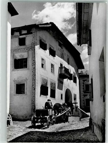 7545 Guarda Foto AK Daorpartie Haus Könz Pferdewagen