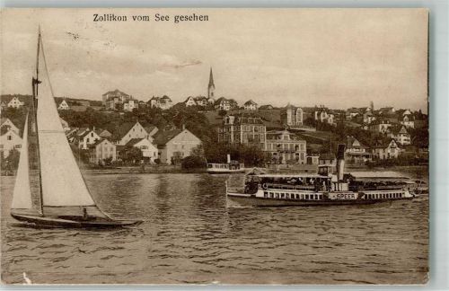 8702 Zollikon 1919 Foto AK Dampfschiff Speer