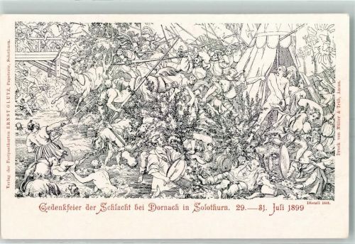 4143 Dornach Lithographie Gedenkfeier der Schlacht bei Dornach 1899