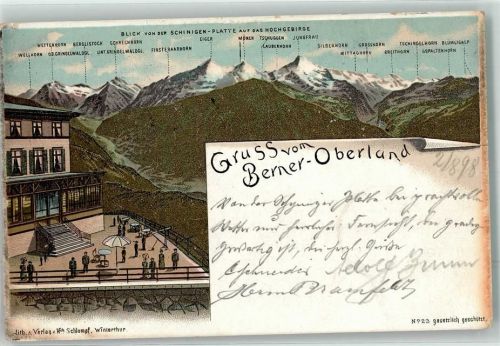 Schynige Platte 1898 Lithographie Berner Oberland Verlag Schlumpf