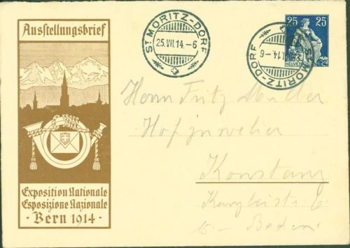 Bern Berne Ganzsache Ausstellungsbrief 1914 Phila Schweiz KEINE AK
