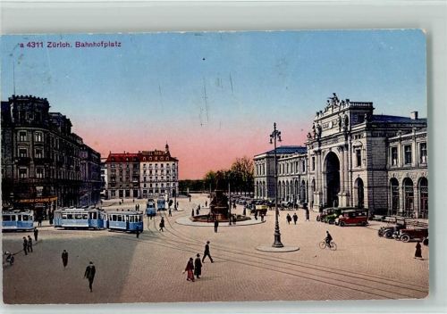 8000 Zürich 1927 - Bahnhofplatz Abendrot Oldtimer
