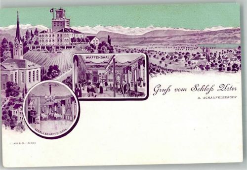 8610 Uster Lithographie / Künstlerkarte Schloss sign. Schaufelberger, A.