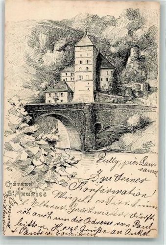 1890 St-Maurice 1901 Künstlerkarte Schloss sign. Meltzer