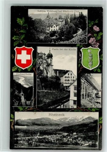 9424 Rheineck - 1911 Schloss Weinburg bei Rheineck-Tal Partie bei Kirche Drahtseilbahn